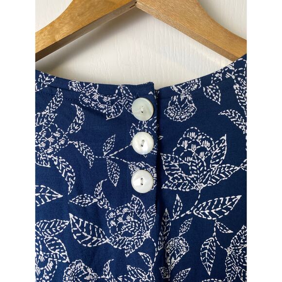 Pure Jill Navy Floral Print V-Neck Short Sleeve Cotton T-Shirt Dress Size Small - Picture 5 of 8